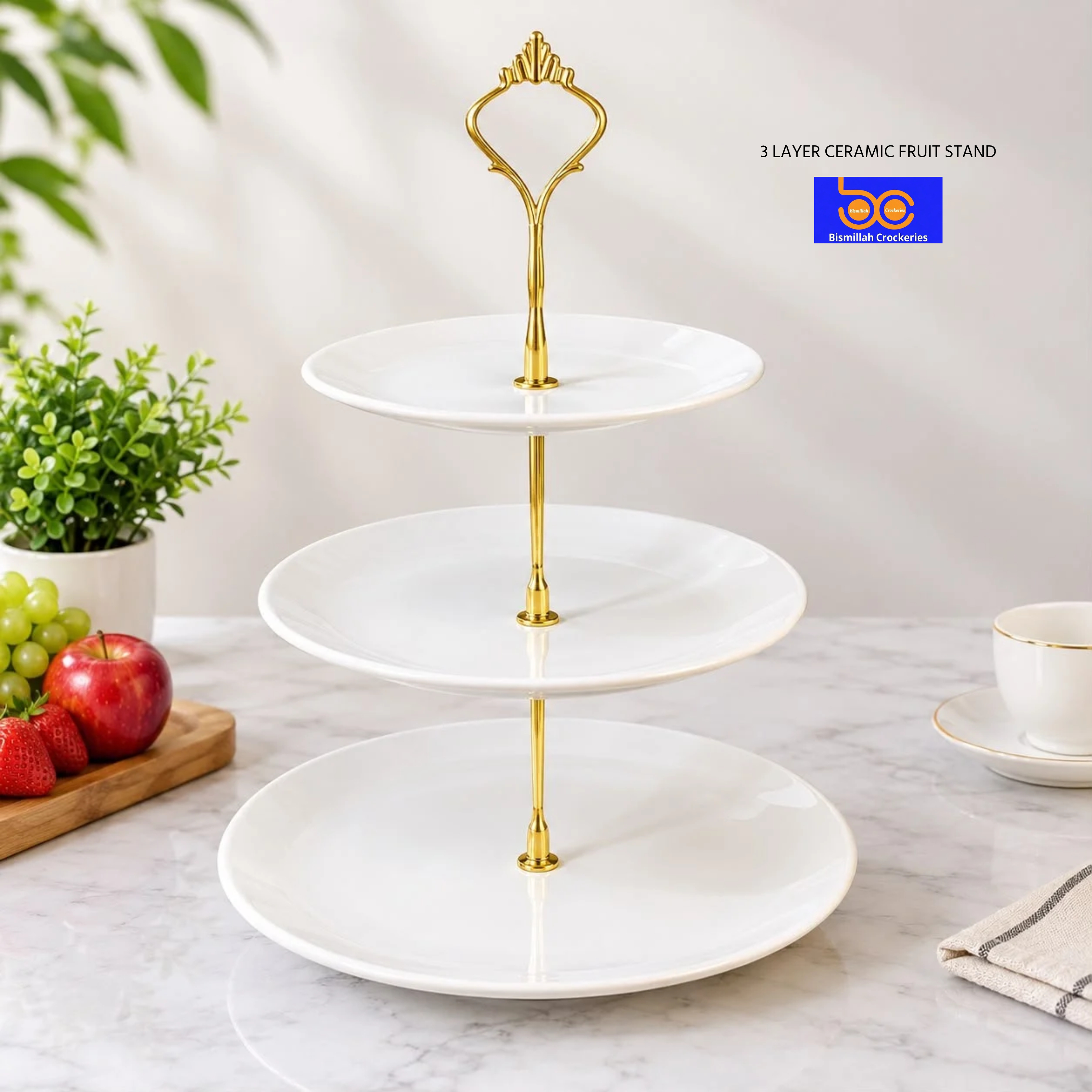 Three Layer Fruit Stand-White (Model-2)